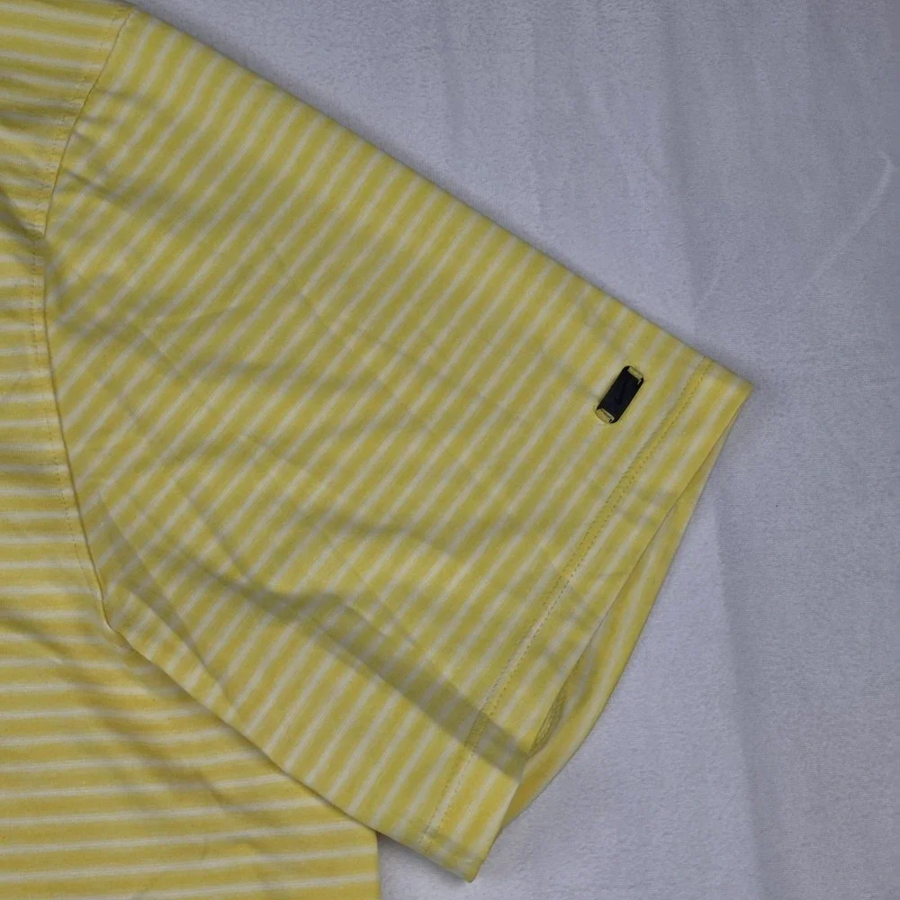 Nike Tiger Woods Polo Shirt Mens XXL Yellow Striped‎ Dri-FIT Golf Performance